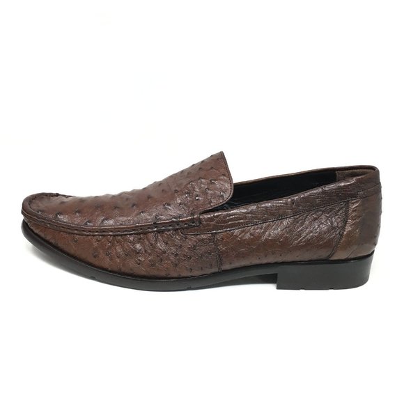 Men\'s Mezlan Platinum Cannes Loafers Shoes Size 12 Brown Full Ostrich Quill